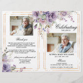 Paarse & Blush Begrafenisprogramma | Volgorde van  (Voorkant)