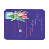 Paarse & Blush Bloemen Mason Jar Huwelijksuitnodig Magneet (Horizontaal)