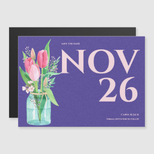 Paarse & Blush Bloemige Trouw Save the Date