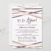 Paarse Blush en Roos Gold Streamers Vow Renewal Kaart (Voorkant)