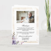 Paarse & Blush Foto Memorial Begrafenisprogramma's Kaart (Achterkant)