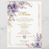 Paarse & Blush Roos Baby shower Menu (Voorkant)