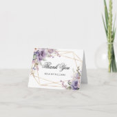 Paarse & Blush Roos Bloemen Bruiloft Dank u Kaart (Voorkant)