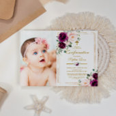 Paarse & Blush Roos Bloemen Fotobevestiging Kaart