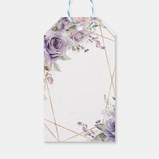 Paarse & Blush Roos Bloemen Gift Label Cadeaulabel (Achterkant)