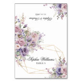Paarse & Blush Roos Bloemen Wedding Place Card Kaart (Voorkant)