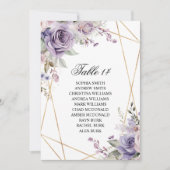 Paarse & Blush Roos Bruiloft Zitkaarten Kaarten (Voorkant)