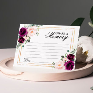 Paarse & Blush Roos Funeral Deel een Memory Kaart