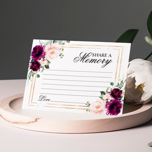 Paarse & Blush Roos Funeral Deel een Memory Kaart