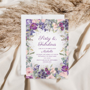 Paarse Blush Roze Bloem 60 en Fabulous Verjaardag Kaart