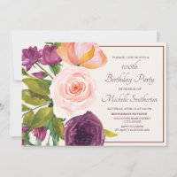 Paarse Blush Roze Bloem Crème 100ste Verjaardag
