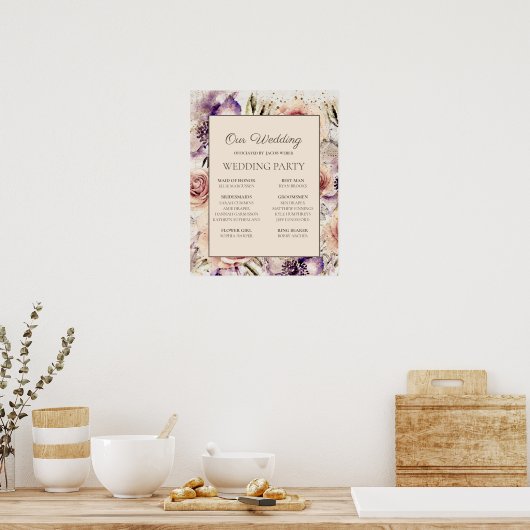 Paarse blush roze roombruideweddenschap poster (Keuken)