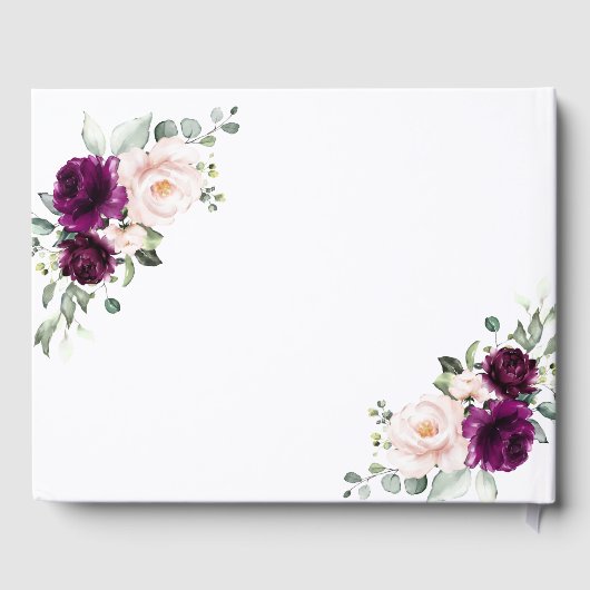 Paarse & Blush Roze Rose begrafenis Gastenboek (Achterkant)