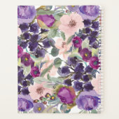 Paarse Blush Roze Waterverf Floral Boho Planner (Achterkant)