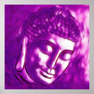 Paarse boeddha Art Portret Boeddhisme Spirituele l Poster
