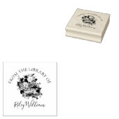 Paarse Boek en Rozen Bookplate Rubberstempel (Gestempeld)