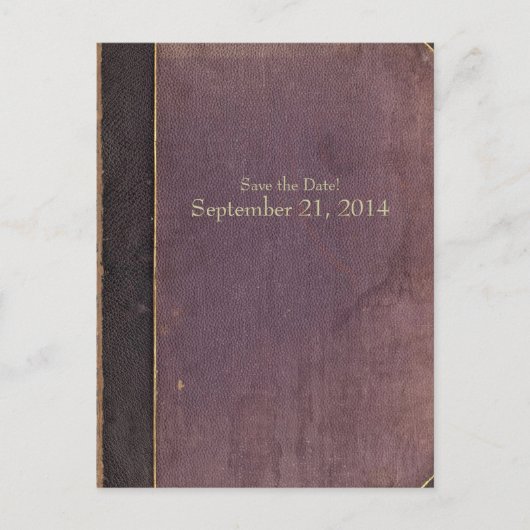 Paarse boek Save the Date Aankondigingskaart (Voorkant)