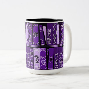 Paarse boekhouders boeken tweekleurige koffiemok
