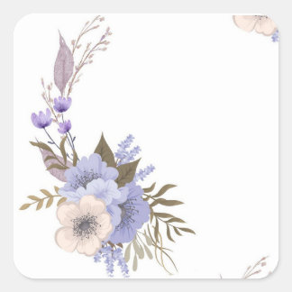 Paarse boetiek stijl bloem vierkante sticker