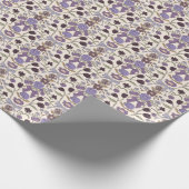 Paarse bogen en bloesems cadeaupapier (Hoek)