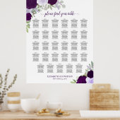 Paarse Boho Floral 29 Tafel Bruiloft Zitkaarten Poster (Keuken)
