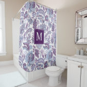 Paarse Boho Floral Monogram Douchegordijn (In situ)