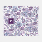 Paarse Boho  Floral Monogram Fleece Deken (Voorkant (Horizontaal))