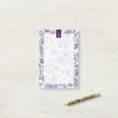 Paarse Boho Floral Monogram Post-it® Notes (Op bureau)