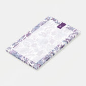 Paarse Boho Floral Monogram Post-it® Notes (Schuin)