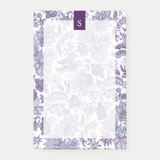 Paarse Boho Floral Monogram Post-it® Notes (Voorkant)