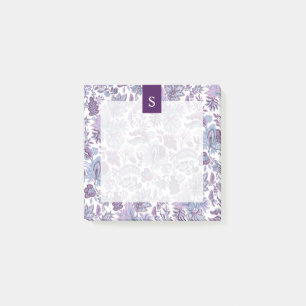 Paarse Boho Floral Monogram Post-it® Notes