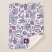 Paarse Boho  Floral Monogram Sherpa Deken (Voorkant)