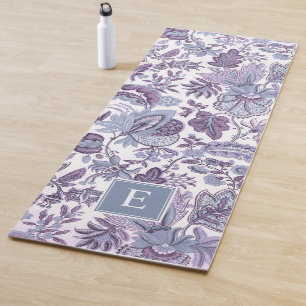 Paarse Boho Floral Monogram Yogamat