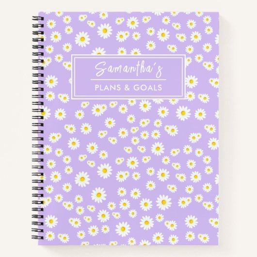 Paarse Boho Lente Madeliefjes Patroon Notitieboek (Voorkant)