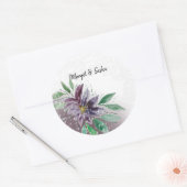 Paarse Boho Lotus Waterverf Kant Ronde Sticker (Envelop)