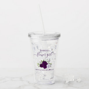 Paarse Boho Rozen Elegante Bloemenmeisje bruiloft Acryl Drinkbeker