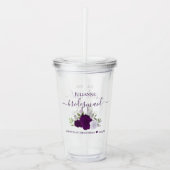 Paarse Boho Rozen Elegante bruidsmeisje bruiloft Acryl Drinkbeker (Voorkant)