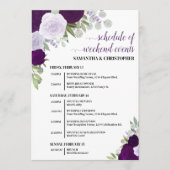 Paarse Boho Rozen Trouwfeesten & Tijdschema Programma (Voorkant)