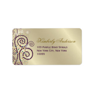 Paarse Boho spirals Birthday Weddenschap Etiket