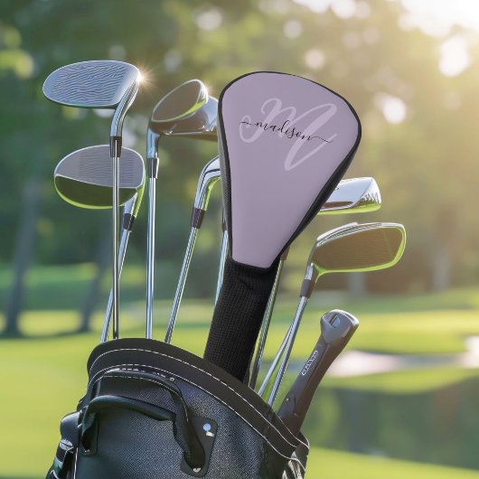 Paarse Boho Stijlvol Script Monogram en Naam Golfheadcover