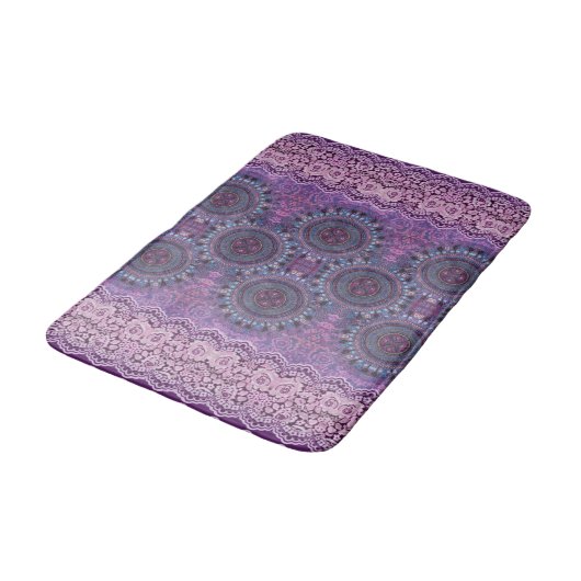 Paarse Boho Style Badmat (Gekanteld)