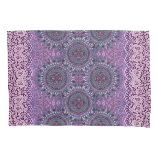 Paarse Boho Style Kussensloop (Voorkant-Links)