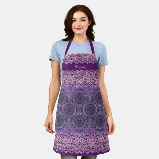 Paarse Boho Style Schort (Gedragen)