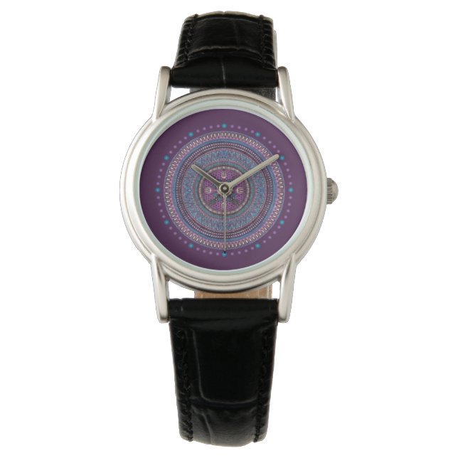 Paarse Boho Style Watch Horloge (Voorkant)