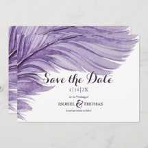 Paarse Boho Waterverf Whimsical Feather Wedding