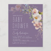 Paarse Boho Wildflower Baby shower Uitnodiging Flyer (Voorkant)