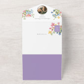 Paarse Boho Wildflower bruiloft All In One Uitnodiging (Buitenkant)