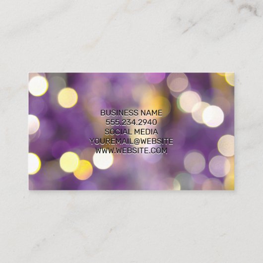 Paarse Bokeh-lichten Visitekaartje (Achterkant)