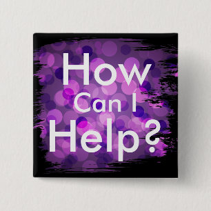 Paarse Bokeh Lights Borstellijnvierkant Button