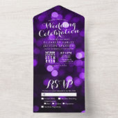 Paarse Bokeh Sparkle Glitter Lights Weddenschap RS All In One Uitnodiging (Binnen)